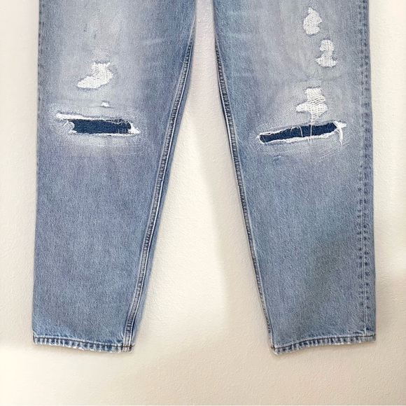 Sandro Guylain Distressed Boyfriend Rigid Denim High Waist Ankle Jean 10 - Picture 8 of 16